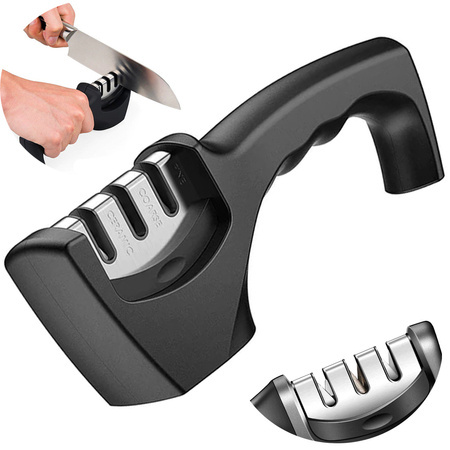 Three-phase kitchen knife sharpener