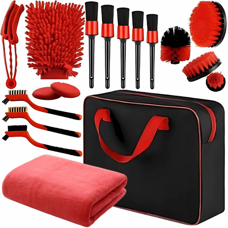 KIT DE LIMPIEZA DE COCHES CEPILLOS ALMOHADILLAS BOLSA ORGANIZADORA