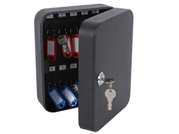 Key safe metal case lockable for 20 keys hangers with hooks