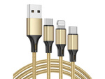 3in1 usb kaabel telefoni välk kaabel iphone micro usb type-c 1.2m