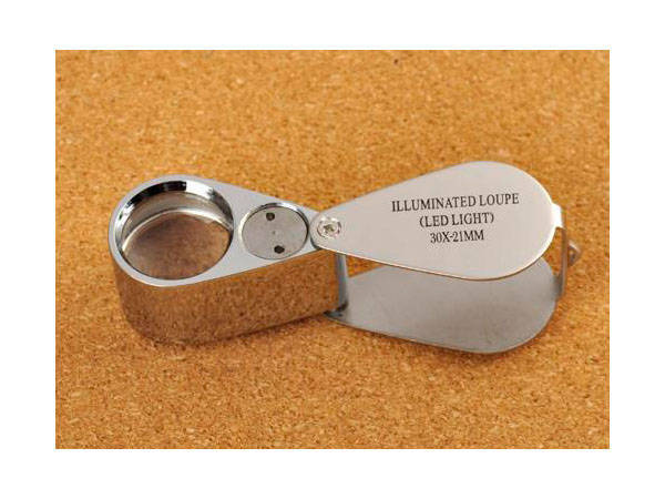 LUPA KIESZONKOWA JUBILERSKA SKŁADANA 2LED 30x 21mm