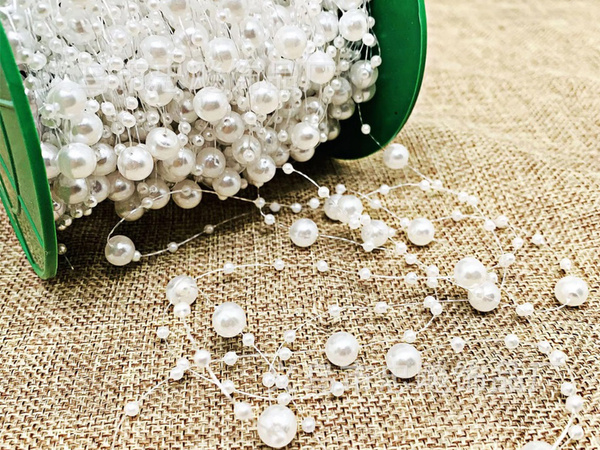 Pärl valge lühtri pärlid jõulupuu kett helmed pooli 10mm 5m