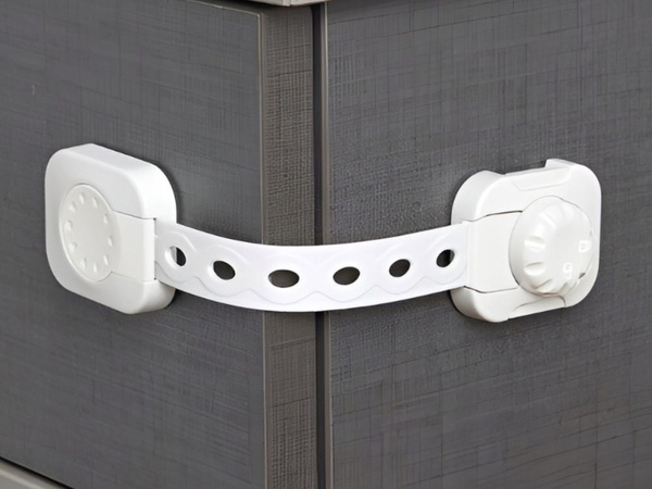 Lock for securing cupboards, drawers, furniture latches and doors against children