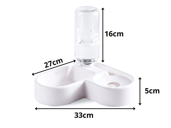 Comedero y bebedero doble 2en1 con depósito de 500 ml para perro y gato