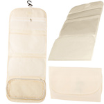 Collapsible vanity case hanging bathroom organiser with hanger