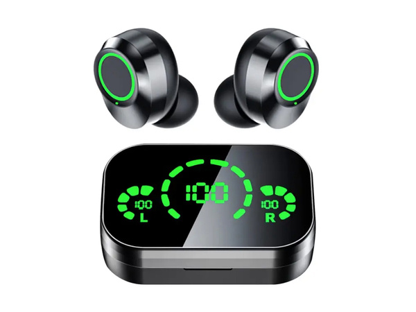 Bluetooth wireless in-ear headphones with led charging case and microphone