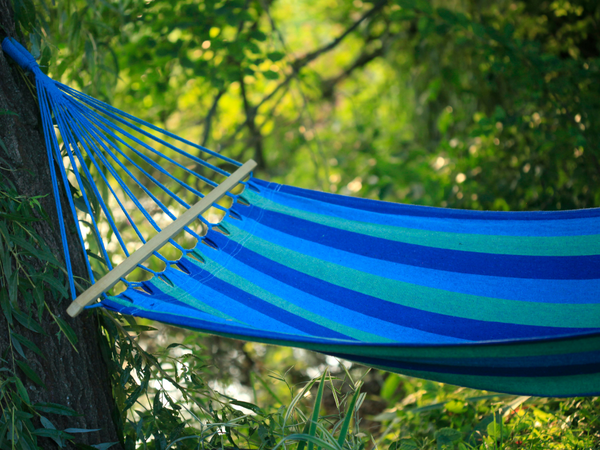 Garden hammock reinforced striped coloured wood rocker swing 200 x 80