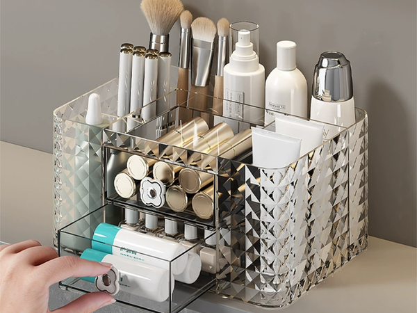 Boîte de rangement pour cosmétiques et bijoux pour la salle de bain ou le bureau tiroirs