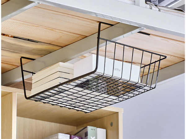 Hanging basket under shelf metal basket organiser kitchen basket white