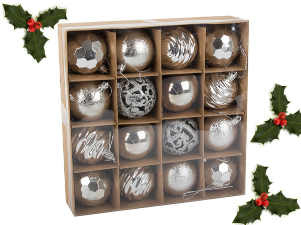 Choinka bombos choinka 6cm 16 vnt. Bombų rinkinys dekoracijoms holy holiday designs