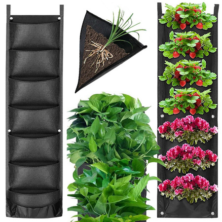 Vertical plant bag hanging felt 7 pockets for seedlings decoration