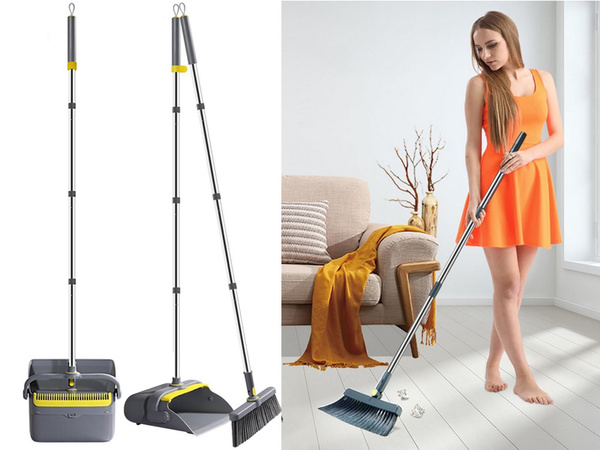 Komplet za pometanje lenega človeka hitrejša krtača mop čiščenje brisalec prahu 2v1