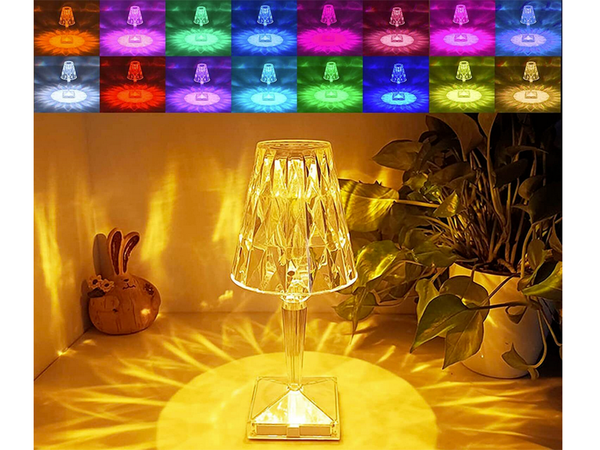 Lampara sobremesa led cristal rgb usb mando a distancia