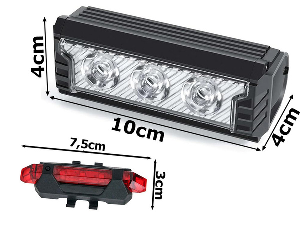 Bicicleta led luz delantera trasera usb batería manillar conjunto