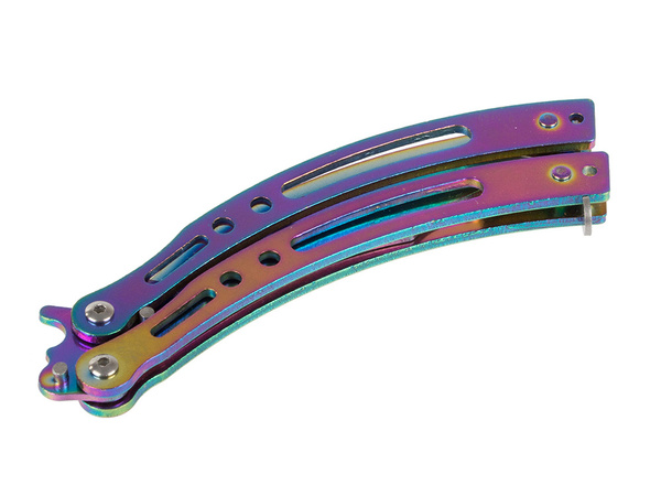 Navaja mariposa afilada hoja plegable arco iris fade