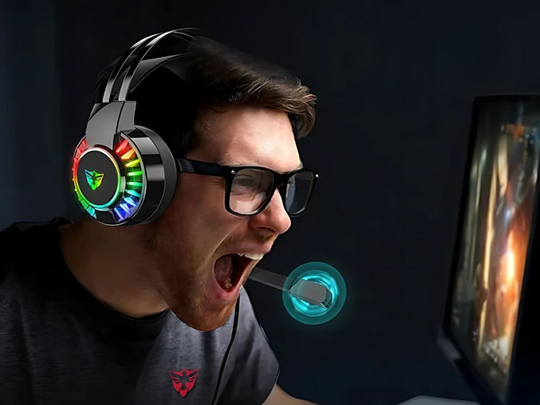 Herní sluchátka 7.1 rgb kabelová do uší s mikrofonem