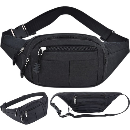 Men's kidney sachet women's sports belt 4 pockets black adjustable