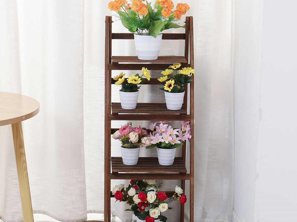 Blumenbeet hochstehender blumentopf aus holz 4-stöckiges bücherregal