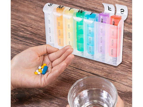 Boîte à médicaments boîte à pilules cassette hebdomadaire de médicaments à l'heure du jour