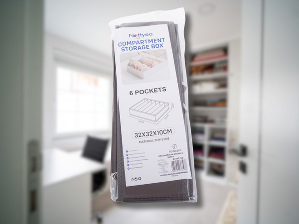 Organizator sutien 6 compartimente pentru dulap sertar gri