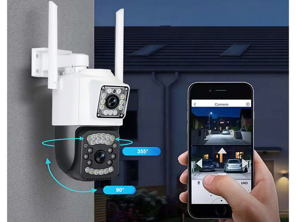 Camera with two lenses, Wi-Fi, outdoor, rotating, motion detector, IP, 4G