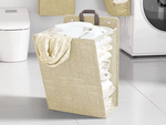Folding laundry basket for bathroom laundry room wall door beige