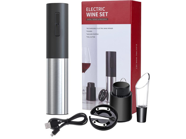 Tirbușon electric deschizător de vin set aku