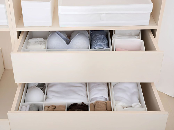 Fehérnemű szervező zoknik fiókos szekrény szekrénybe osztó betét fehér