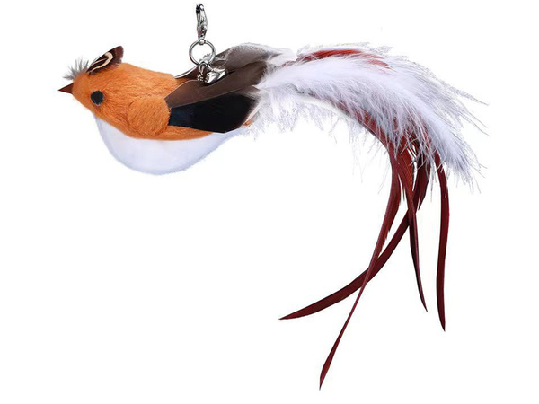 Cat rod interactive toy with suction cup movable birdie