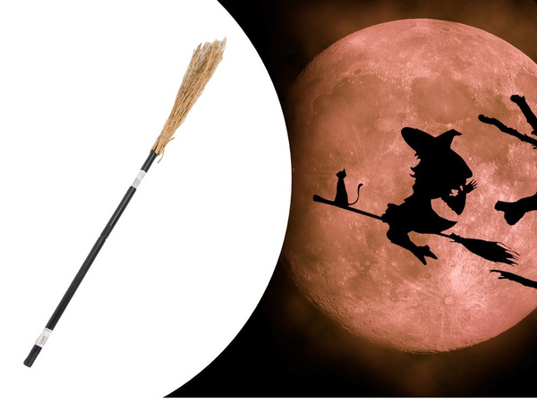 Escoba de bruja escoba de bruja negra 90cm para halloween y navidad xxl