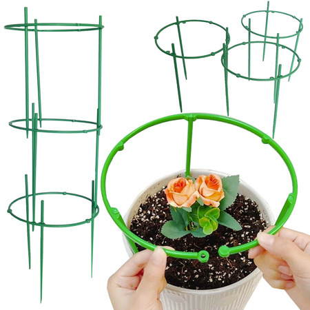 Potted plant support 3 ring hoop round garden