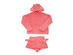 Pyjama deux pièces avec capuche pour femmes, doux et pelucheux, short m