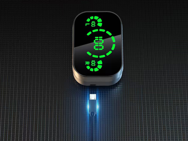 Bluetooth wireless in-ear headphones with led charging case and microphone