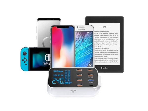 Telefoni laadija 8 x usb qc 3.0 typ c