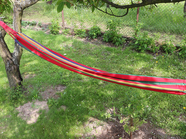Hamaca de jardín doble xxl funda turista a rayas 200 x 150 grande