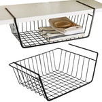 Agățat coș sub raft metal coș organizator bucătărie coș alb