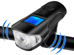 Front rear led bicycle lamp km counter horn loud bell 3in1