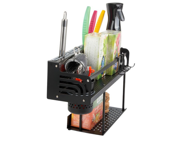 Wall shelf metal kitchen organiser for hanging utensils