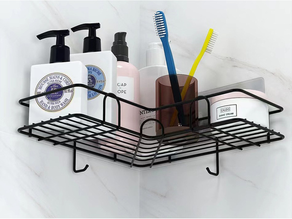 Loft esquina baño ducha estante gancho colgante negro