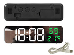 Reloj electronico digital led despertador termometro espejo de pie pilas usb