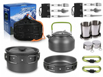 Camping cookware set kemping kettle frying pan 18in1