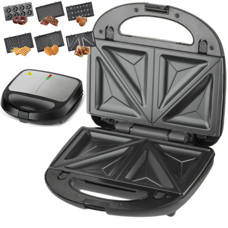 6v1 opékač toaster vaflová pekáč donuty výměnné desky 850 w nepřilepující