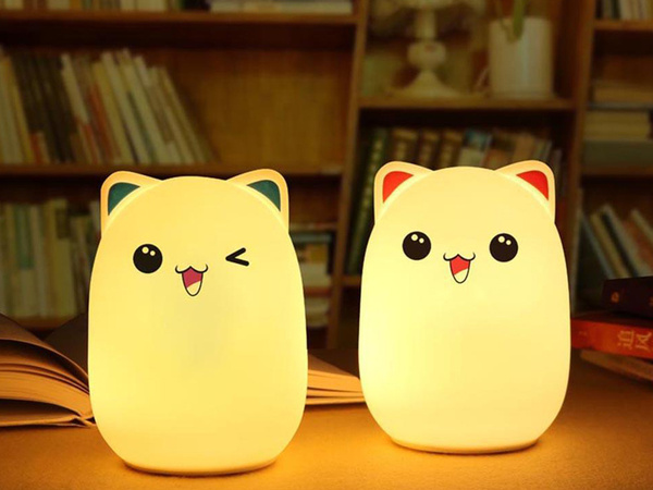 Luz nocturna led para niños rgb cat touch