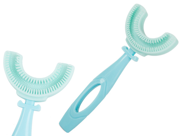 Cepillo de dientes manual de silicona para niños letra u 360