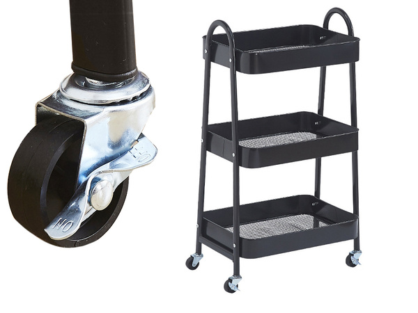 Estante de cocina armario de baño con ruedas estante de metal tres niveles 3