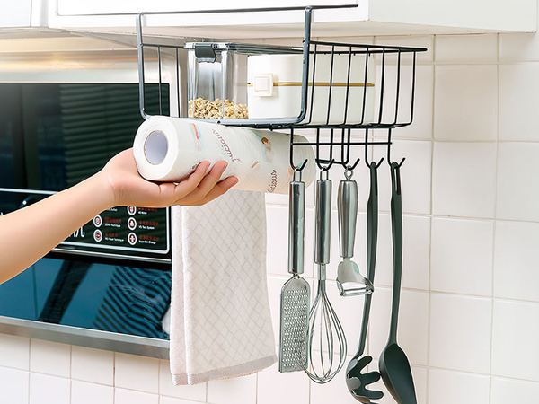 Kovinska košara pod omarico na vrhu 5 kavljev držalo za papir