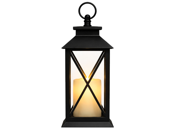 DECORATIVE LED LANTERN WITH ELECTRIC BATTERY-POWERED CANDLE