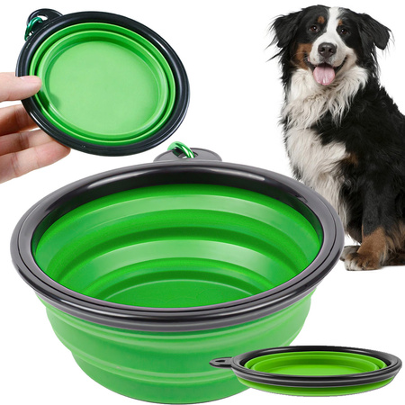 Миска силиконовая для собак складная туристическая карабинер 400 мл