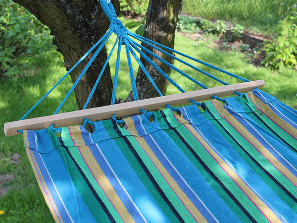 Garden hammock reinforced striped coloured wood rocker swing 200 x 80