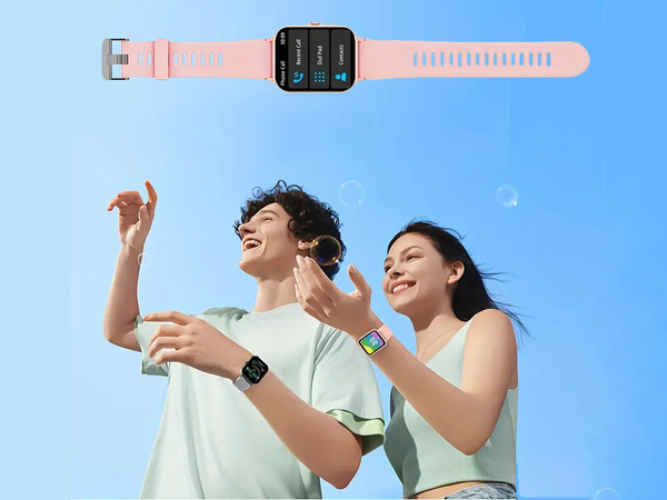 Reloj inteligente para mujer y hombre con correa de goma, deportivo, Bluetooth, llamadas, negro